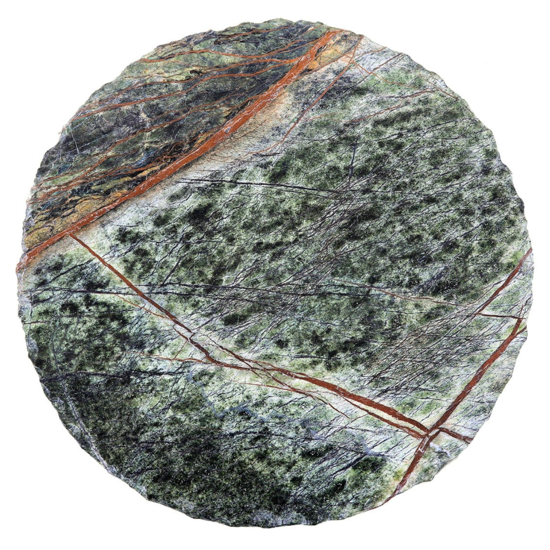 Breton 15" Drinks Table with Green Bidasar Marble and Iron