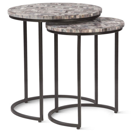 Calico 20" Nesting Tables in Chevron Pattern, Set 2