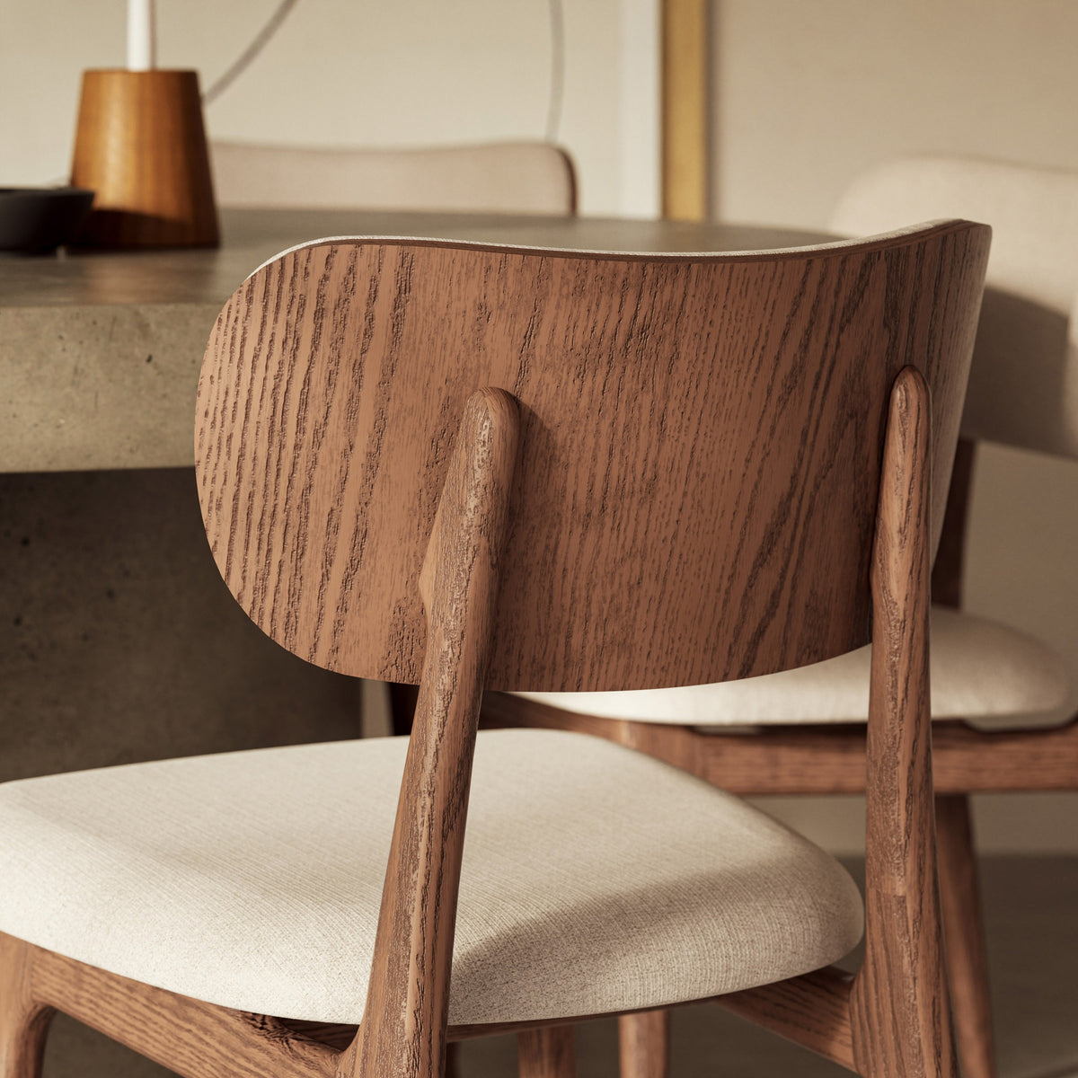 Modern Brazilian Claudia Side Chair Harvest Natural Upholstery - Nogal Frame by Urbia - detail 9