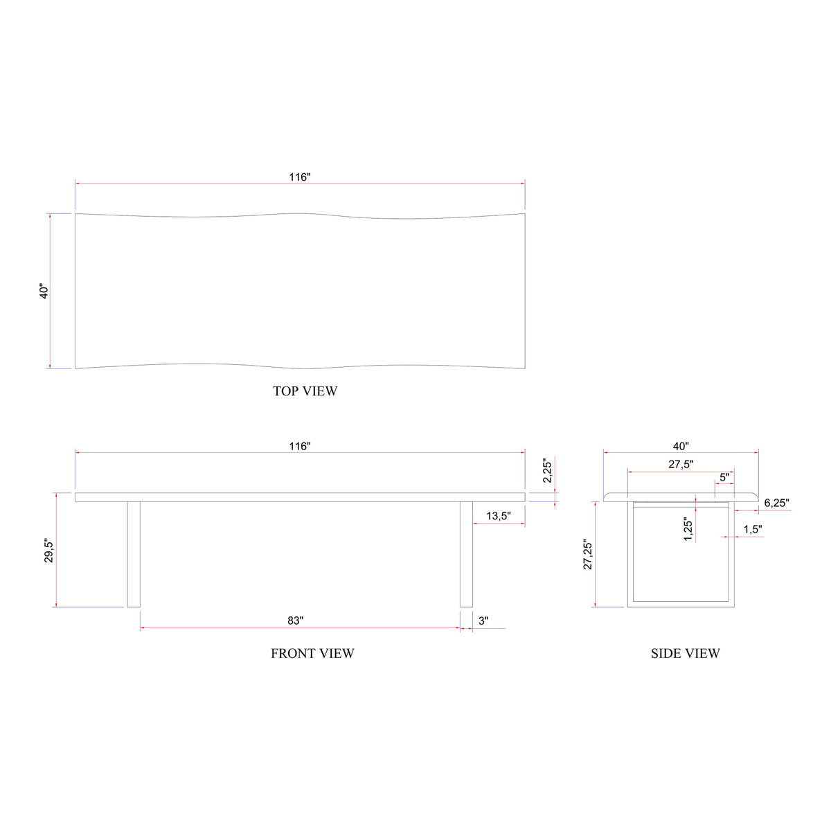 Brooks Dining Table U Base 40" x 116" Sandblasted Grey Top - Brass Base by Urbia - detail 6