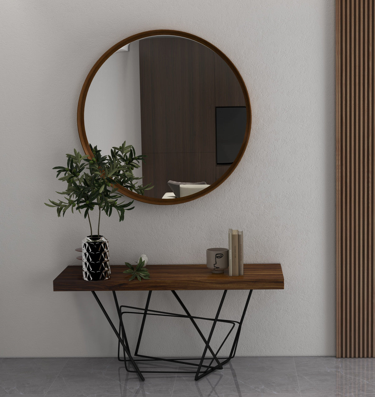 Elements - Samar Round Mirror - 39"Dia. - Antique Brass