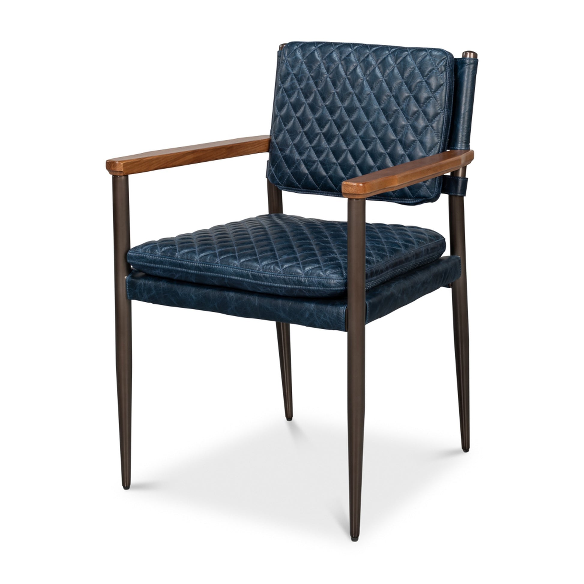 The Harley Chair, Chateau Blue Leather by Sarreid Ltd