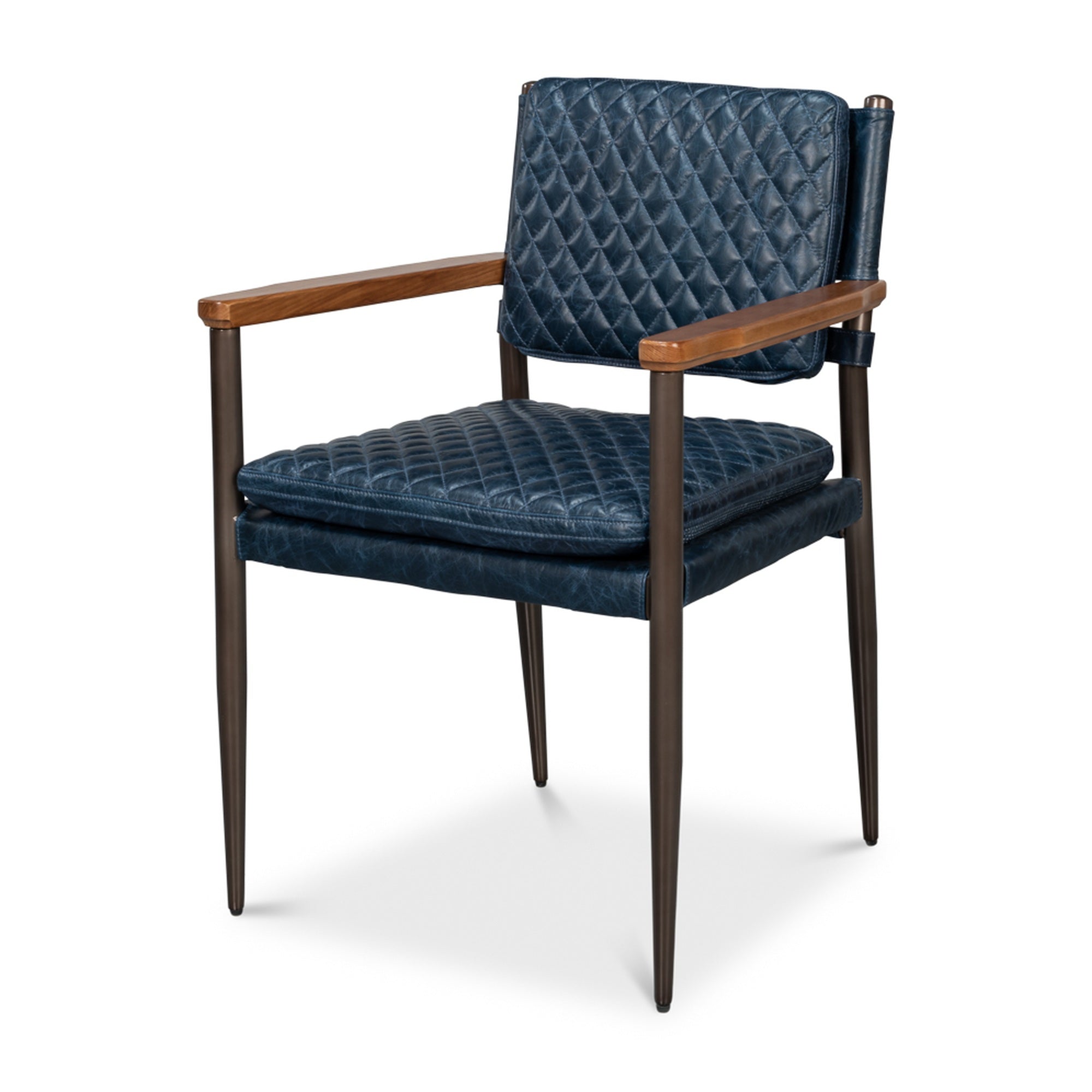 The Harley Chair, Chateau Blue Leather by Sarreid Ltd