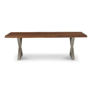 Brooks Dining Table X Base 40" x 92" Americano Top - Pewter Base by Urbia - product view