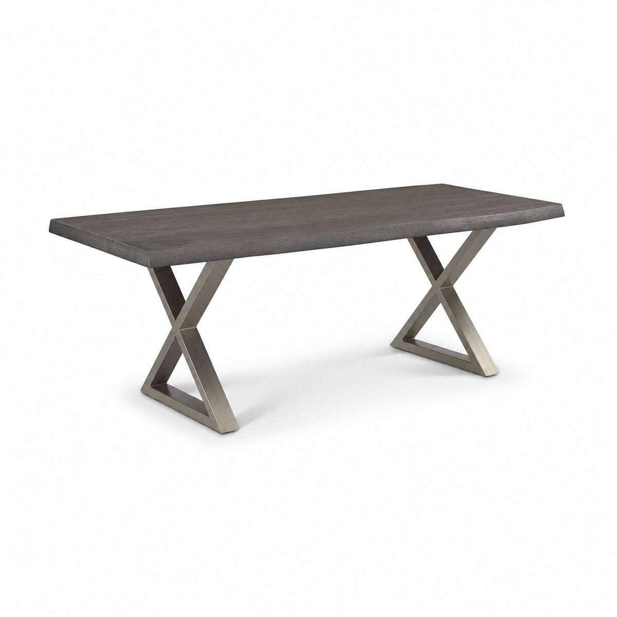 Brooks Dining Table X Base 40" x 79" Sandblasted Grey Top - Pewter Base by Urbia - detail 2