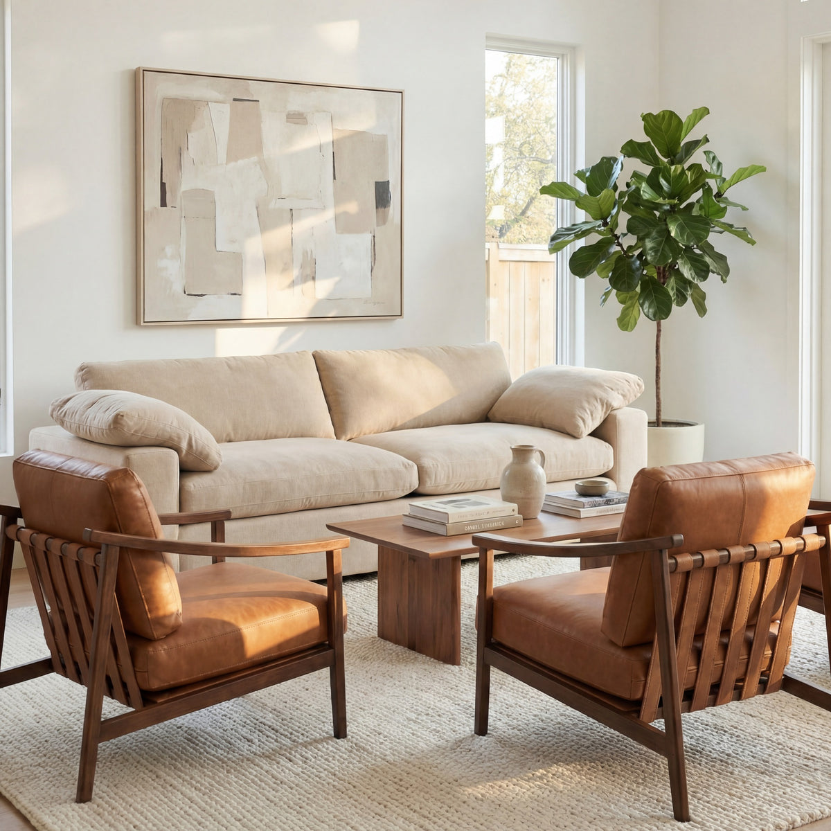 Rowan Leather Accent Chair Walnut, Panama Tan by Urbia - detail 8