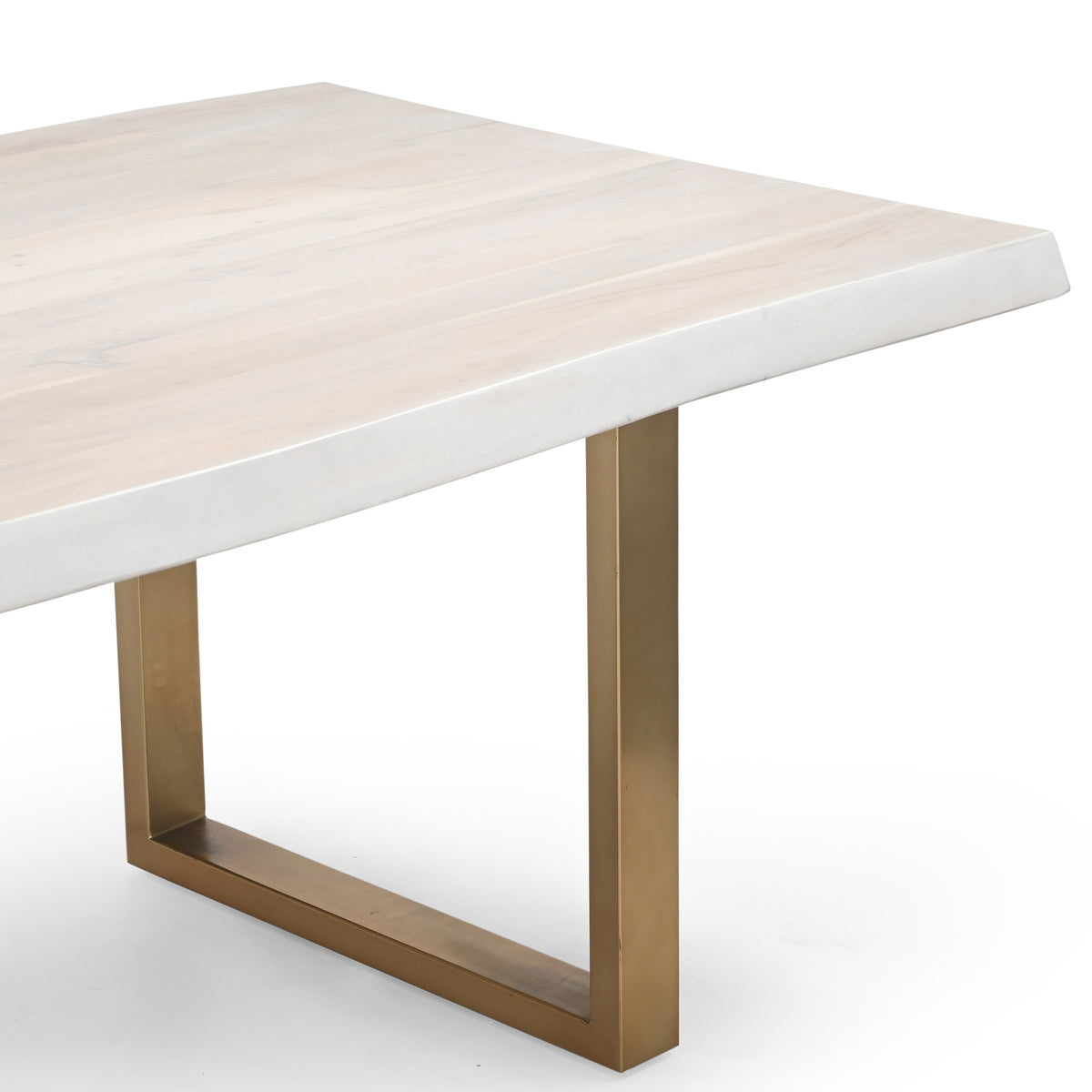 Brooks Dining Table U Base 40" x 116" White Wash Top - Brass Base by Urbia - detail 5