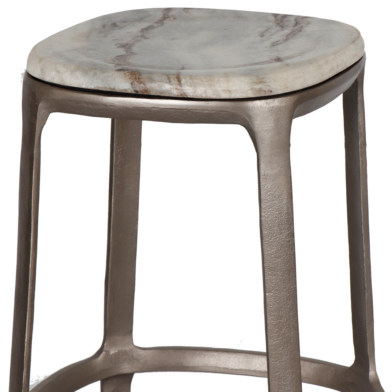 Marbelle - Alfie Marble Counter Stool - Toronto Sand/Antique Nickel Finish