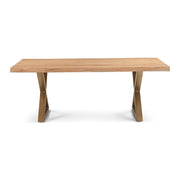 Brooks Dining Table X Base 40" x 79" Teak Top - Brass Base by Urbia - product view