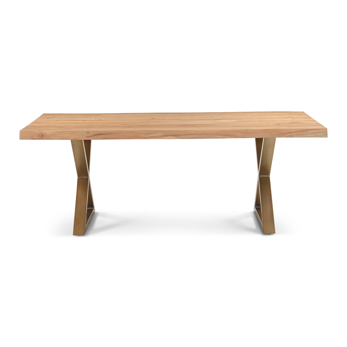 Brooks Dining Table X Base 40" x 79" Teak Top - Brass Base by Urbia - product view