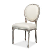 Round Back Side Chair,Grey Oak,Off Wht by Sarreid Ltd