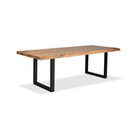 Brooks Dining Table U Base 40" x 79" Teak Top - Black Base