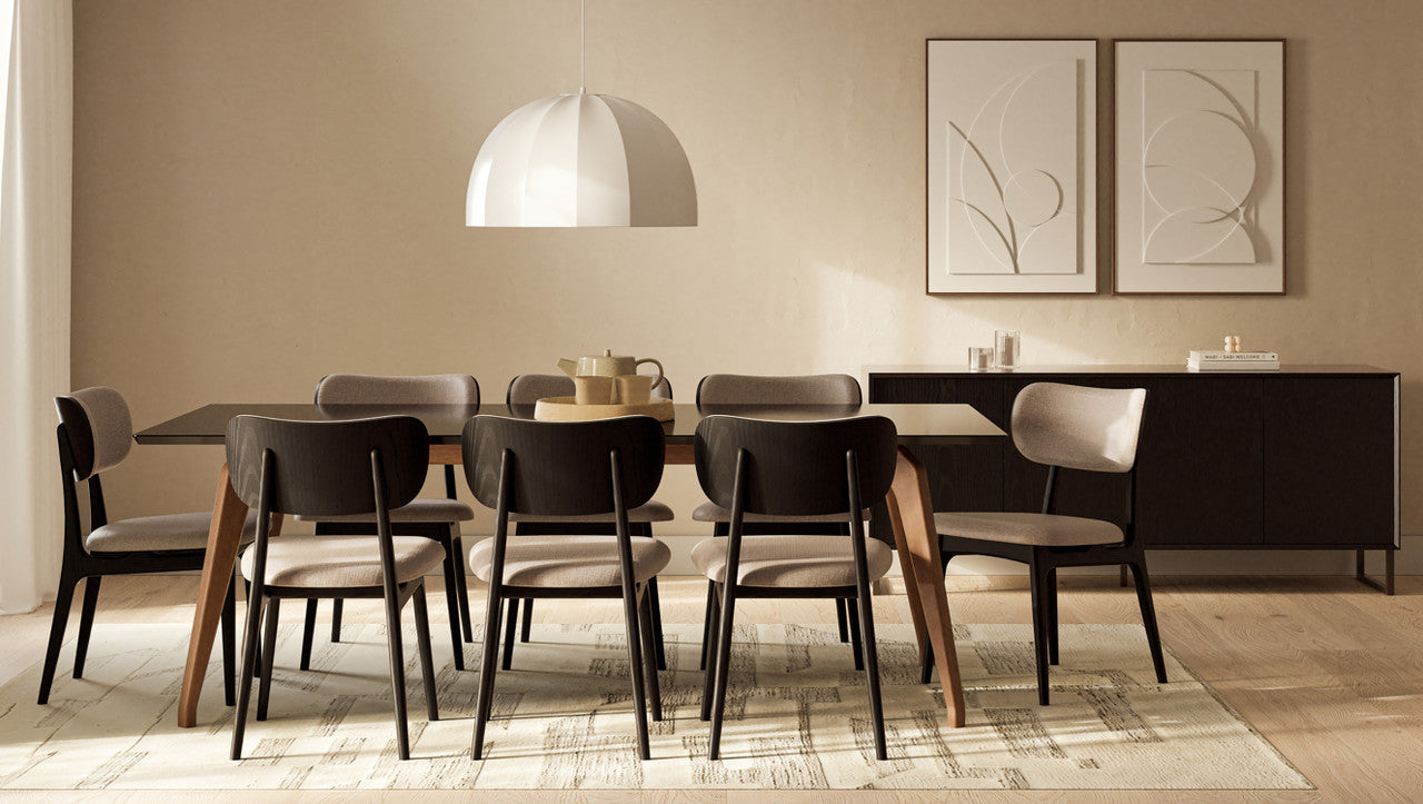 Modern Brazilian - Giane - Dining Table - Nogal Base - Black Top - 86.5"W x 43.5"D x 30"H