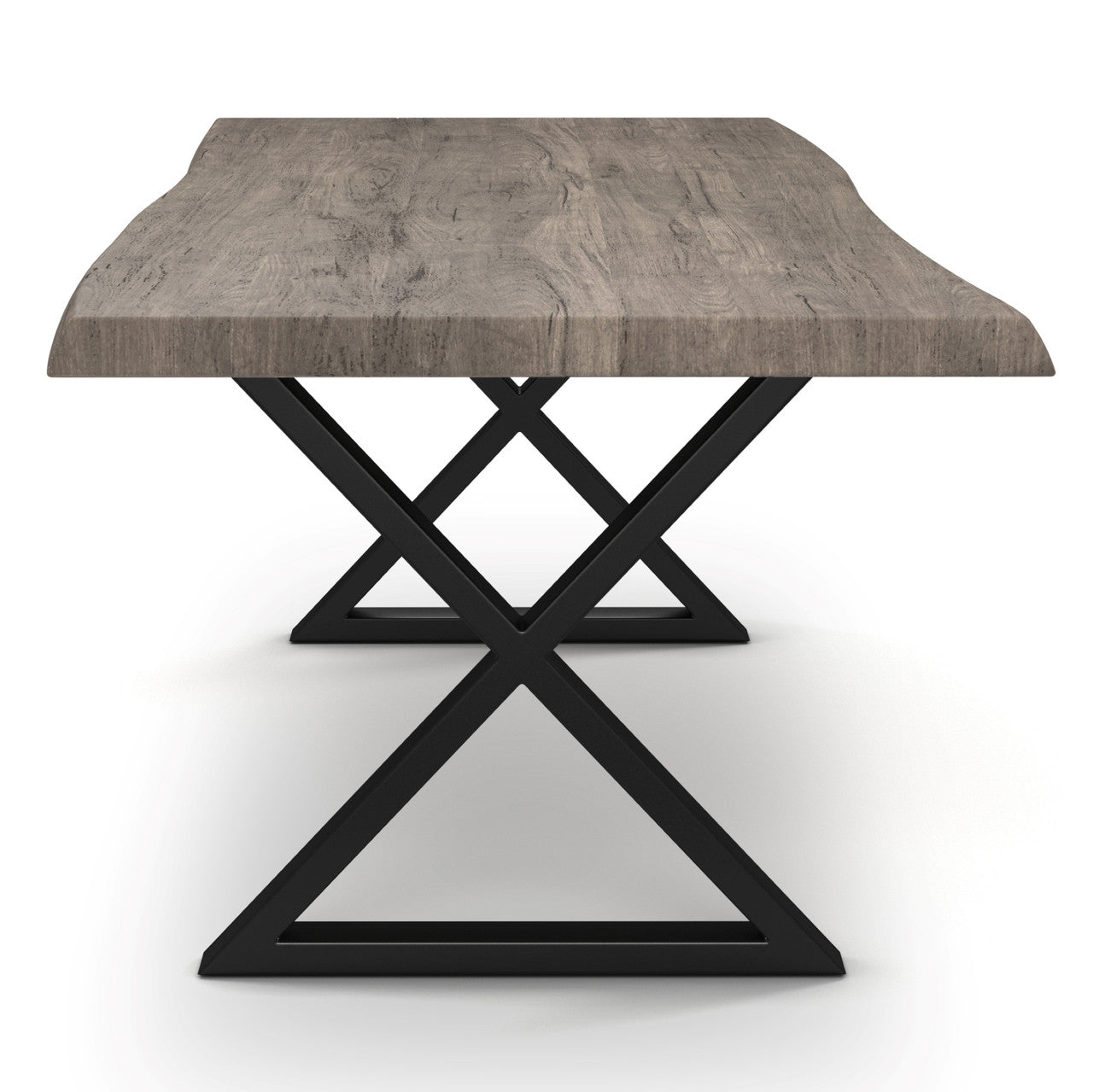 Brooks - Dining Table - X Base - 40" x 92" - Sandblasted Grey Top - Black Base