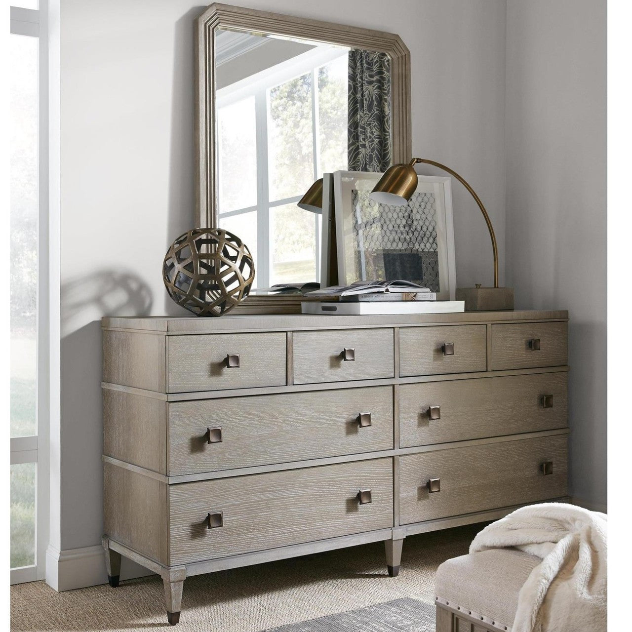 Playlist Smoke Gray Oak 8 Drawers Double Dresser 69"