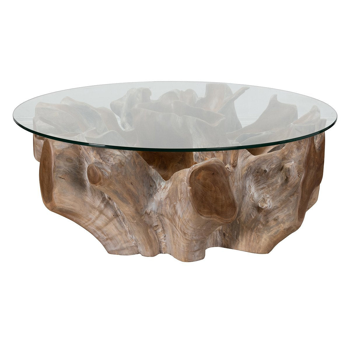 Hailey Teak Root/Glass Round Coffee Table