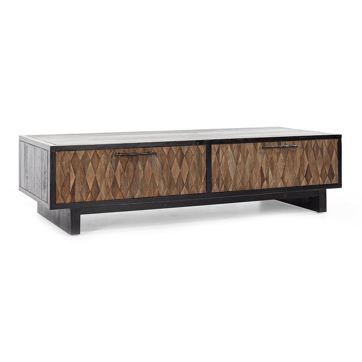 Anton Solid Wood Rectangle 4Dwr Coffee Table - Black-Natural