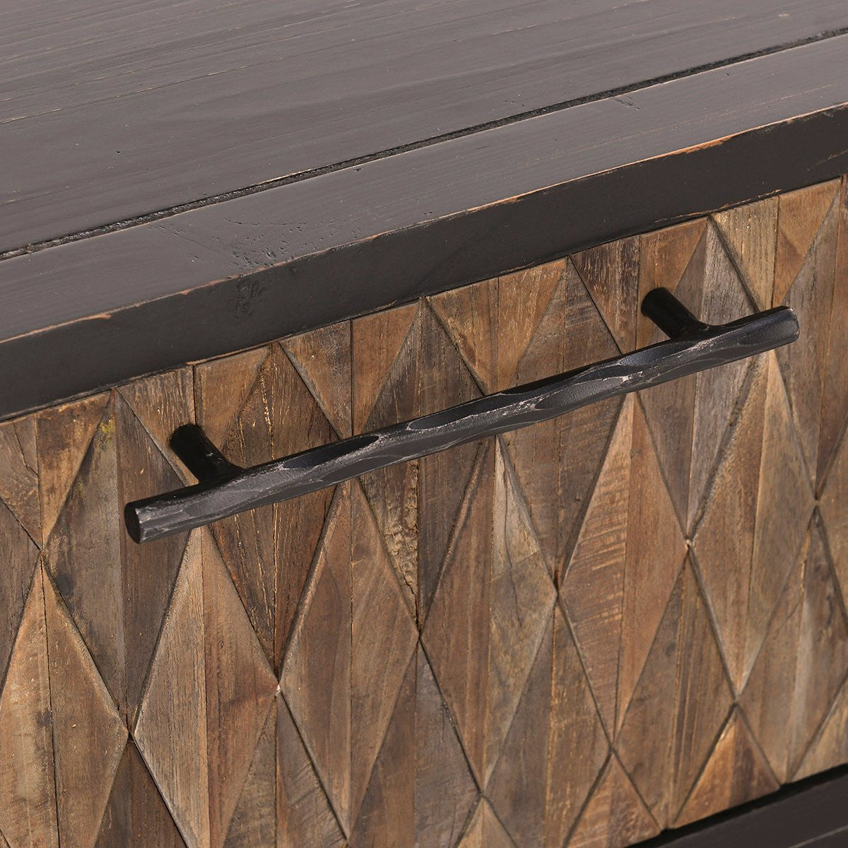 Anton Solid Wood Rectangle 4Dwr Coffee Table - Black-Natural