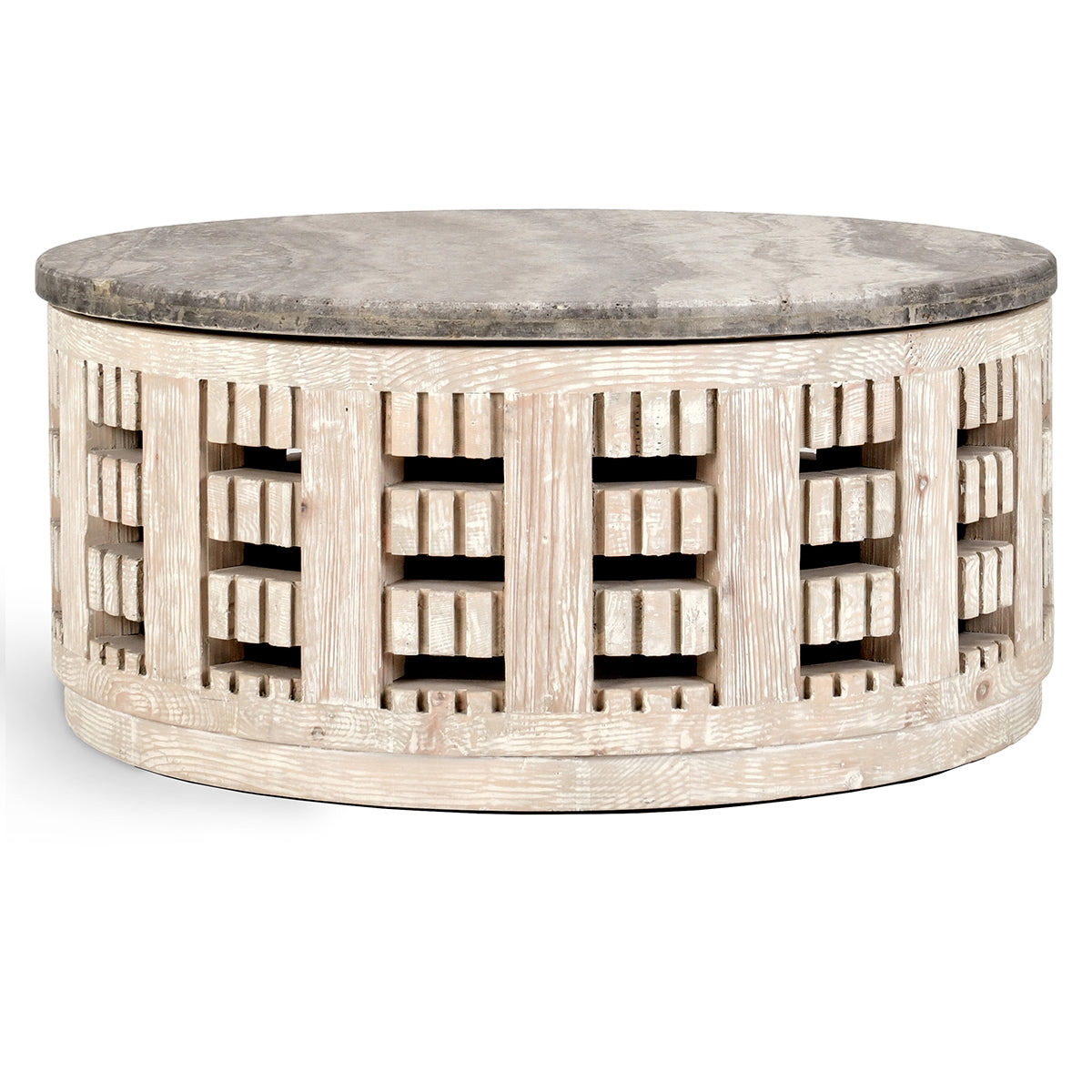 Becky Coffee Table - Timeworn Cream/Travertine - Vintage Cream