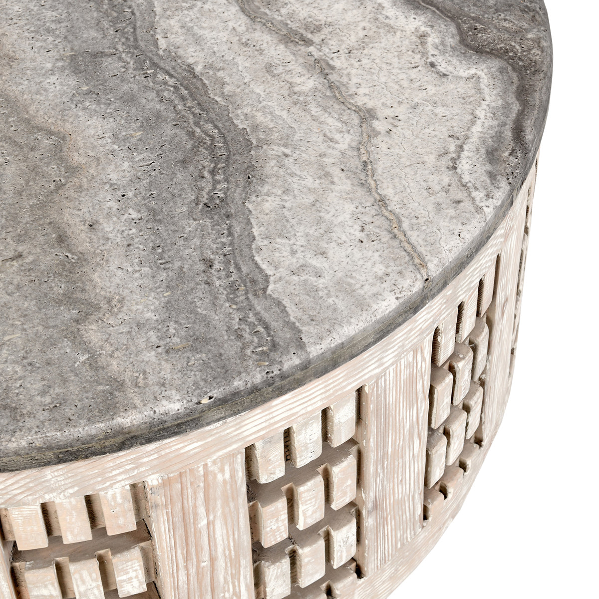 Becky Coffee Table - Timeworn Cream/Travertine - Vintage Cream