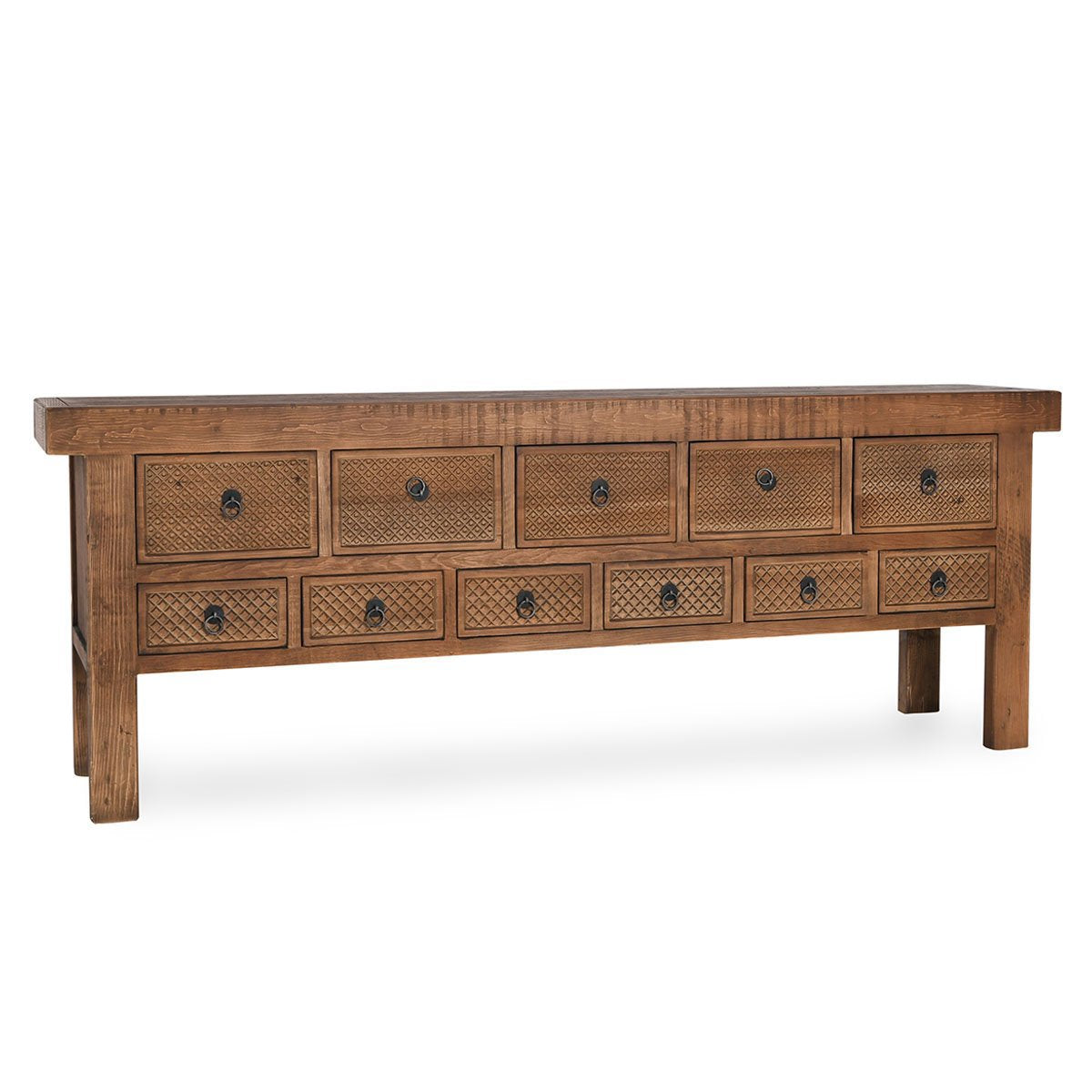 Lahey 11 Drawer Console Table - Mission Brown