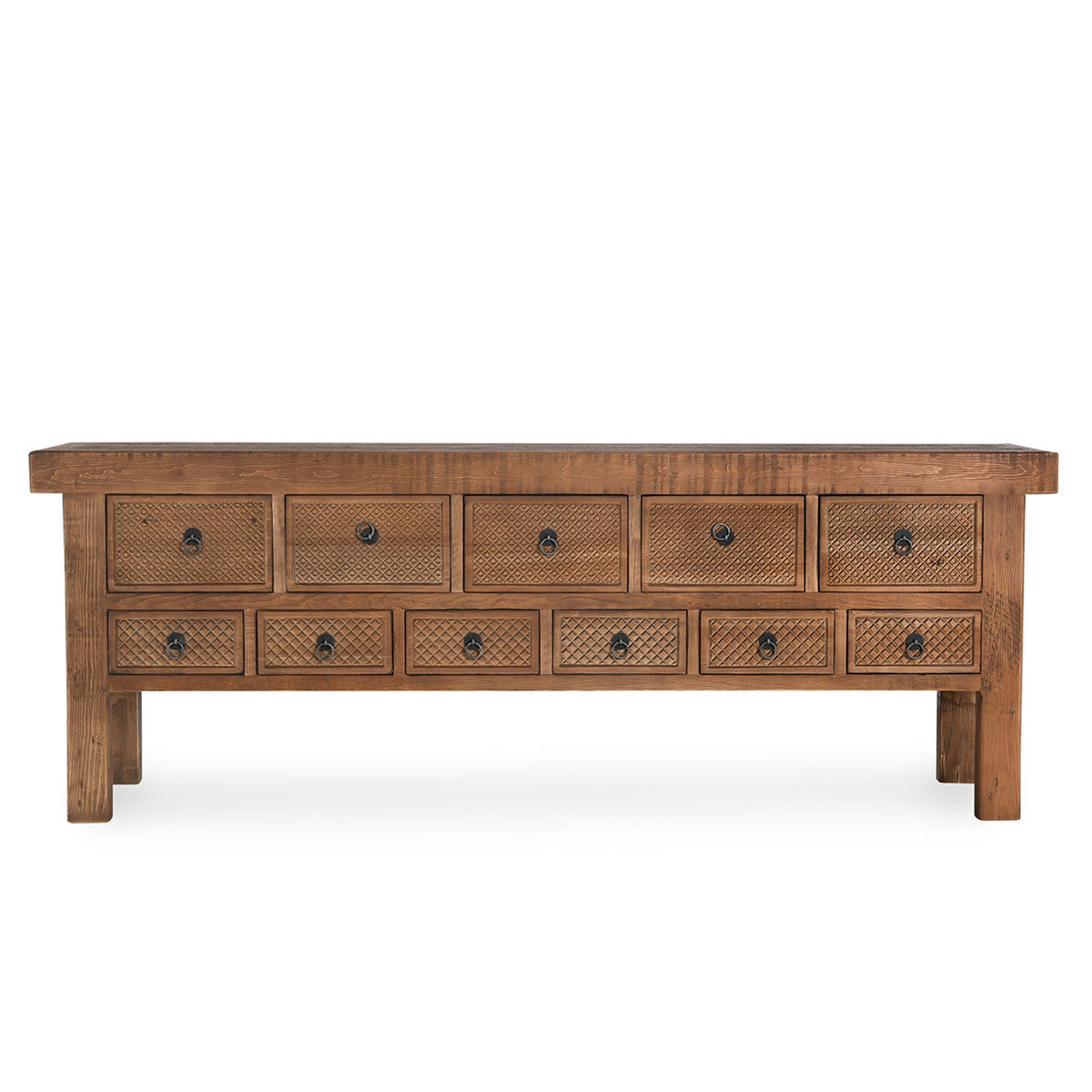 Lahey 11 Drawer Console Table - Mission Brown