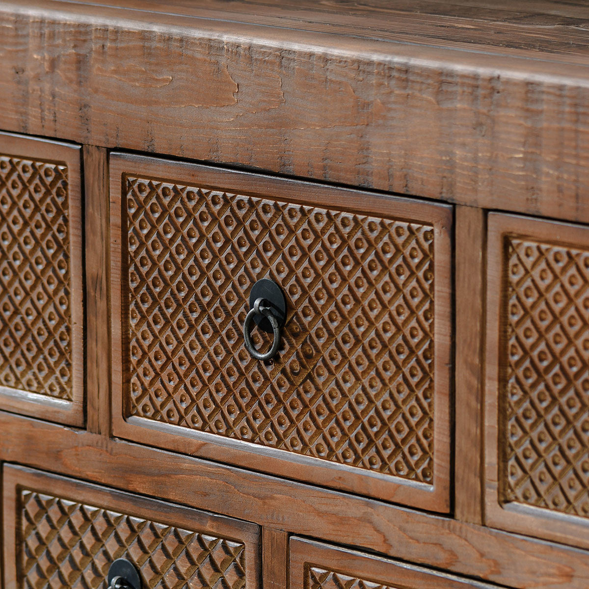 Lahey Solid Wood 11Dwr Rectangle Console Table - Mission Brown