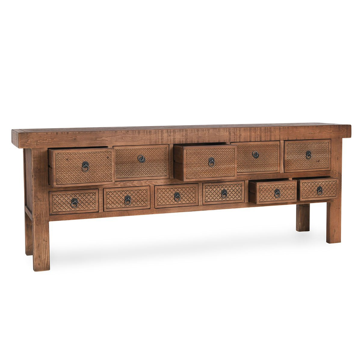 Lahey 11 Drawer Console Table - Mission Brown