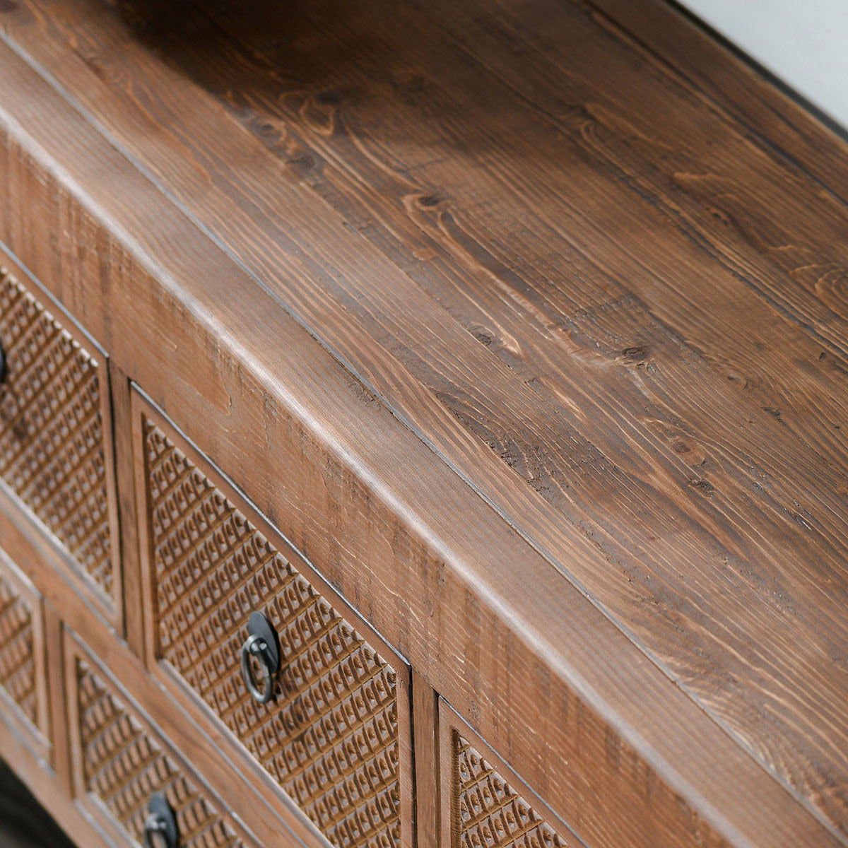 Lahey Solid Wood 11Dwr Rectangle Console Table - Mission Brown