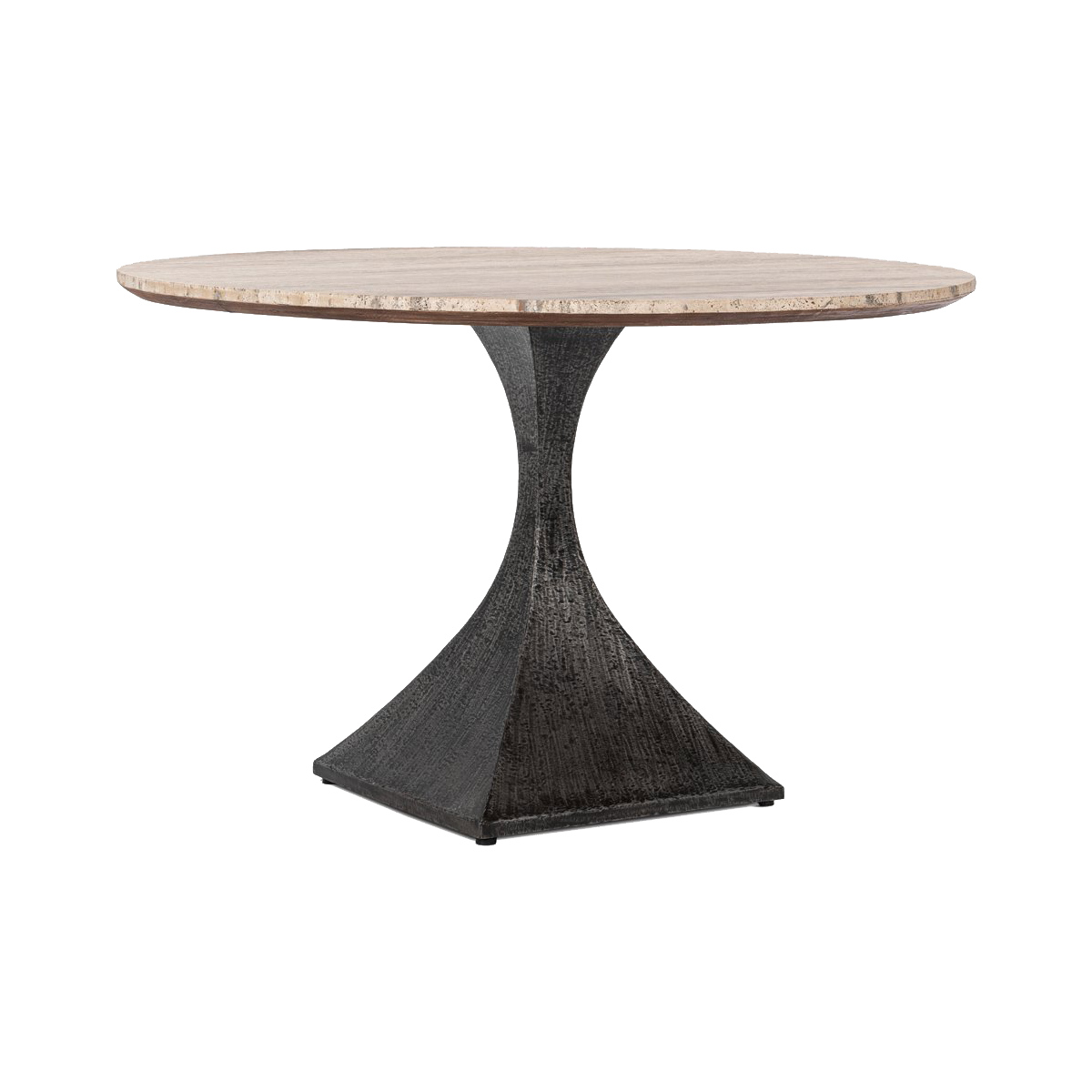 Baltic Travertine/Stone Round Dining Table - Weathered Black