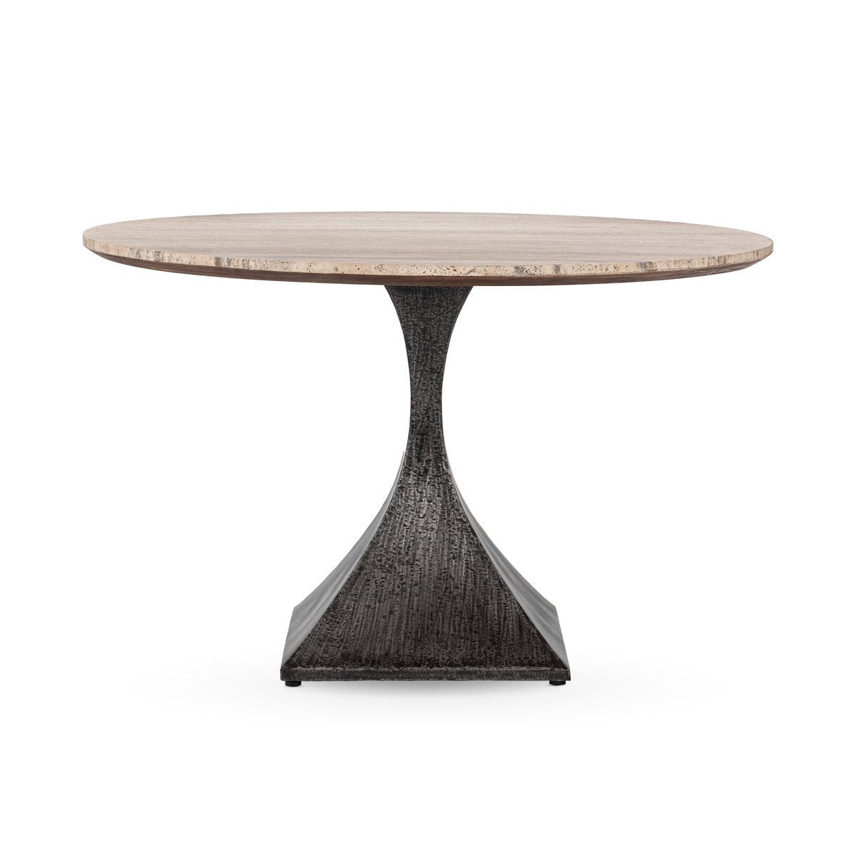 Baltic Travertine/Stone Round Dining Table - Weathered Black