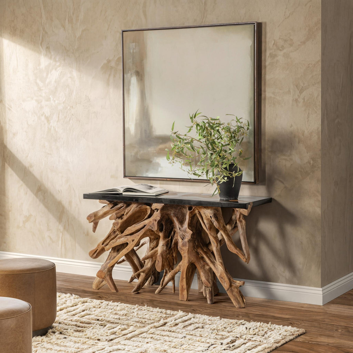 Solana Console Table - Black Resin / Rectangle by Classic Home - view 6