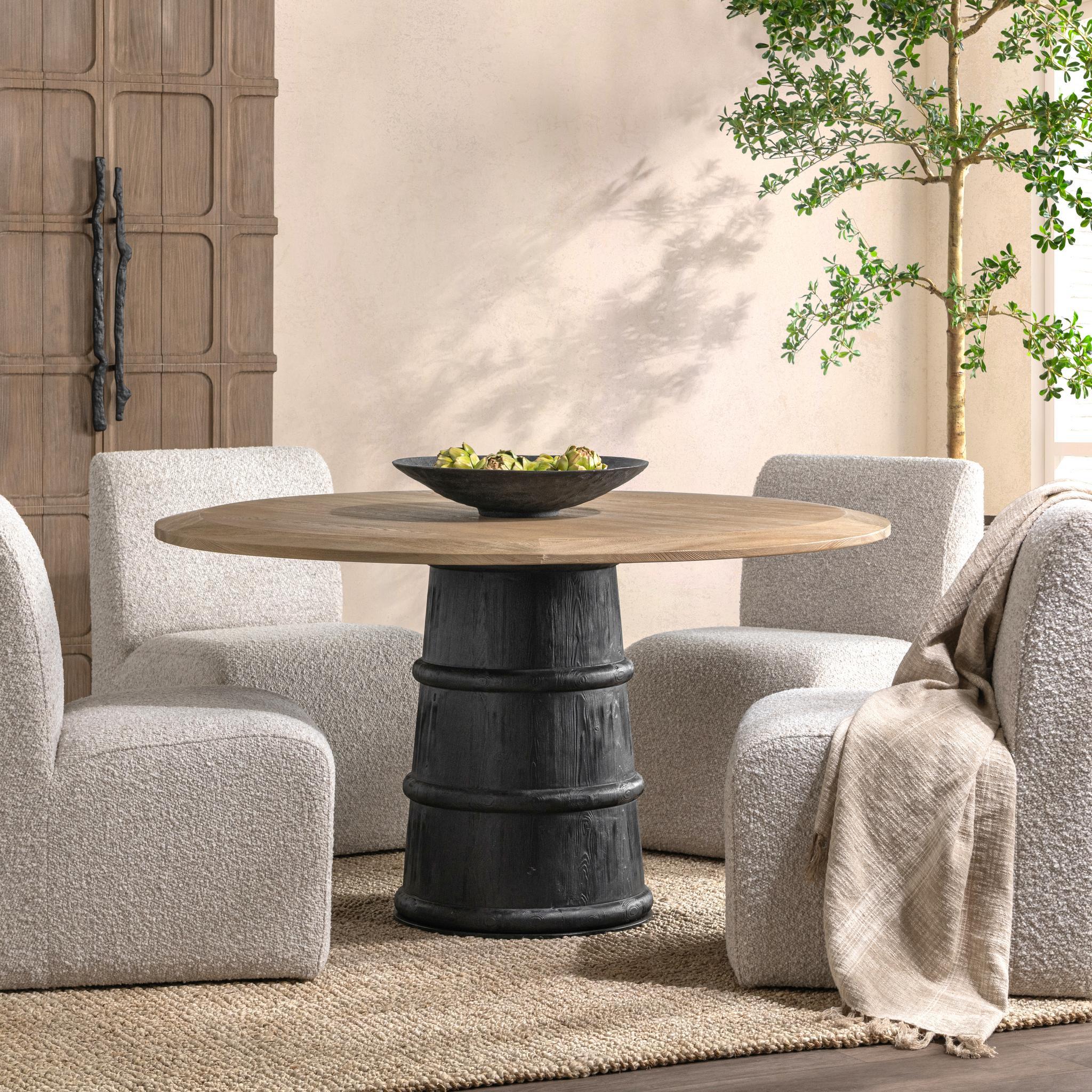 Lunen 55" Round Dining Table Soft Reef Noir - Soft Reef Noir