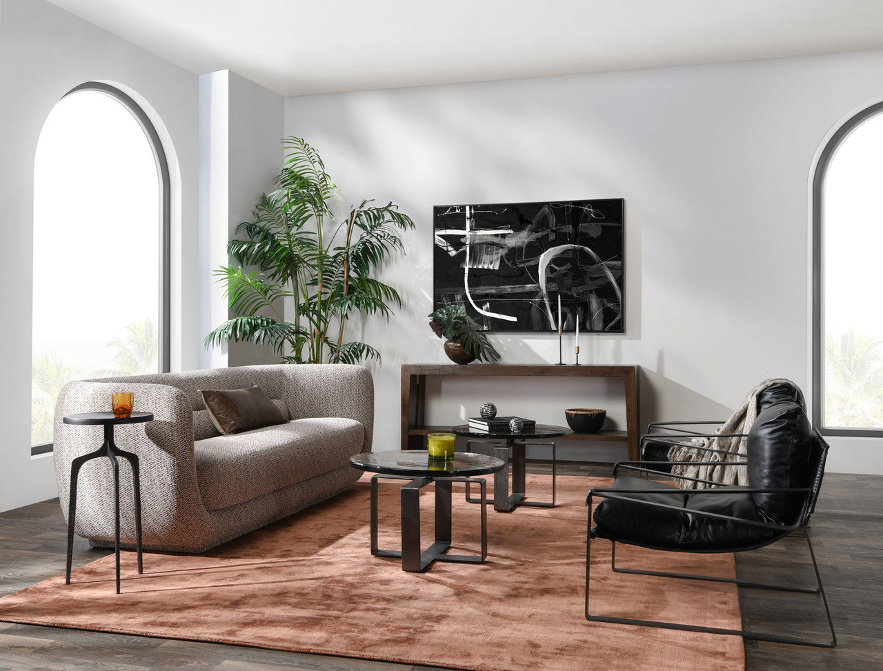 Keith Glass/Iron Round Coffee Table