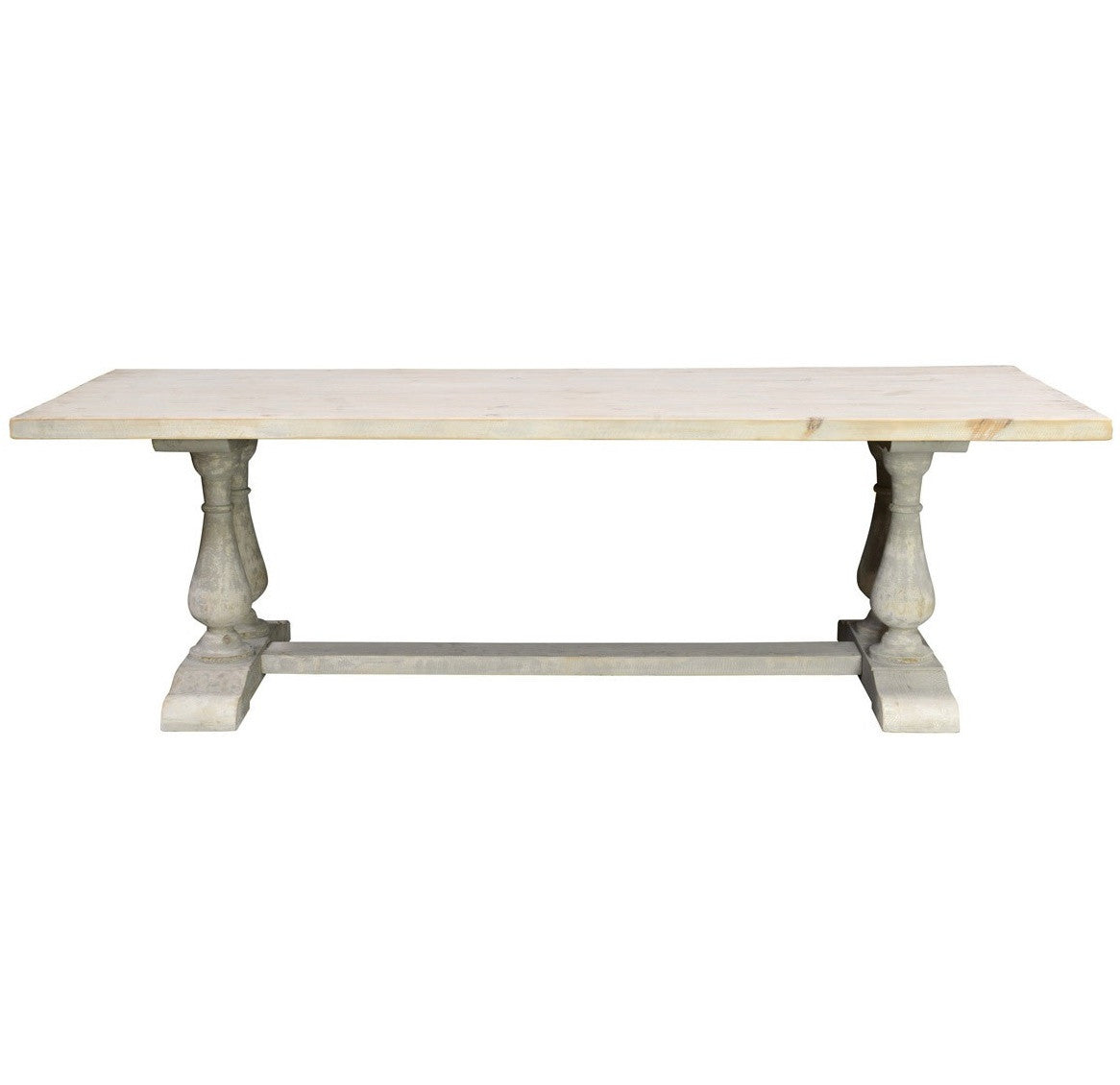 Chateau Solid Wood Double Trestle Dining Table- Antique White
