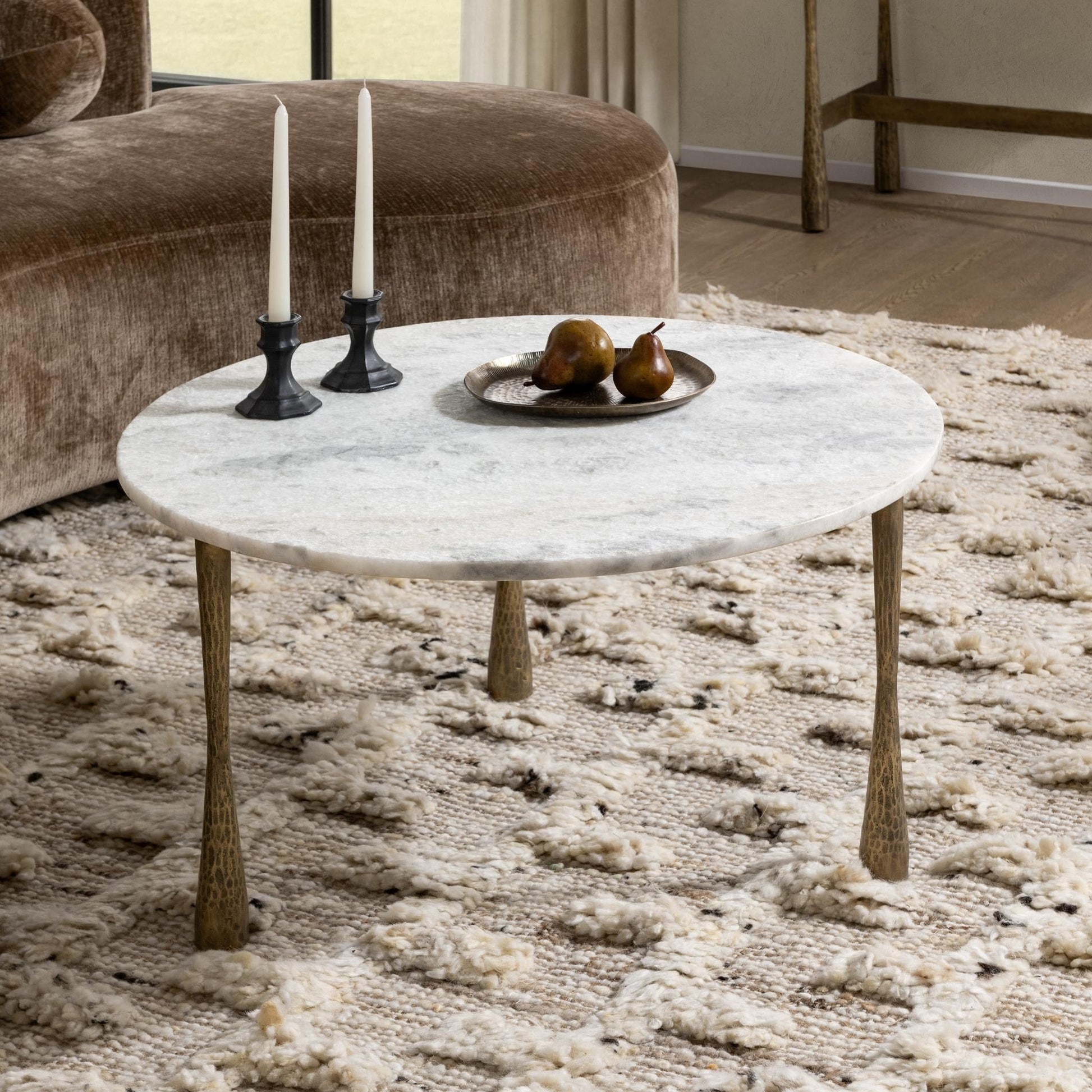 Venicia 32" Round Coffee Table - White Sage