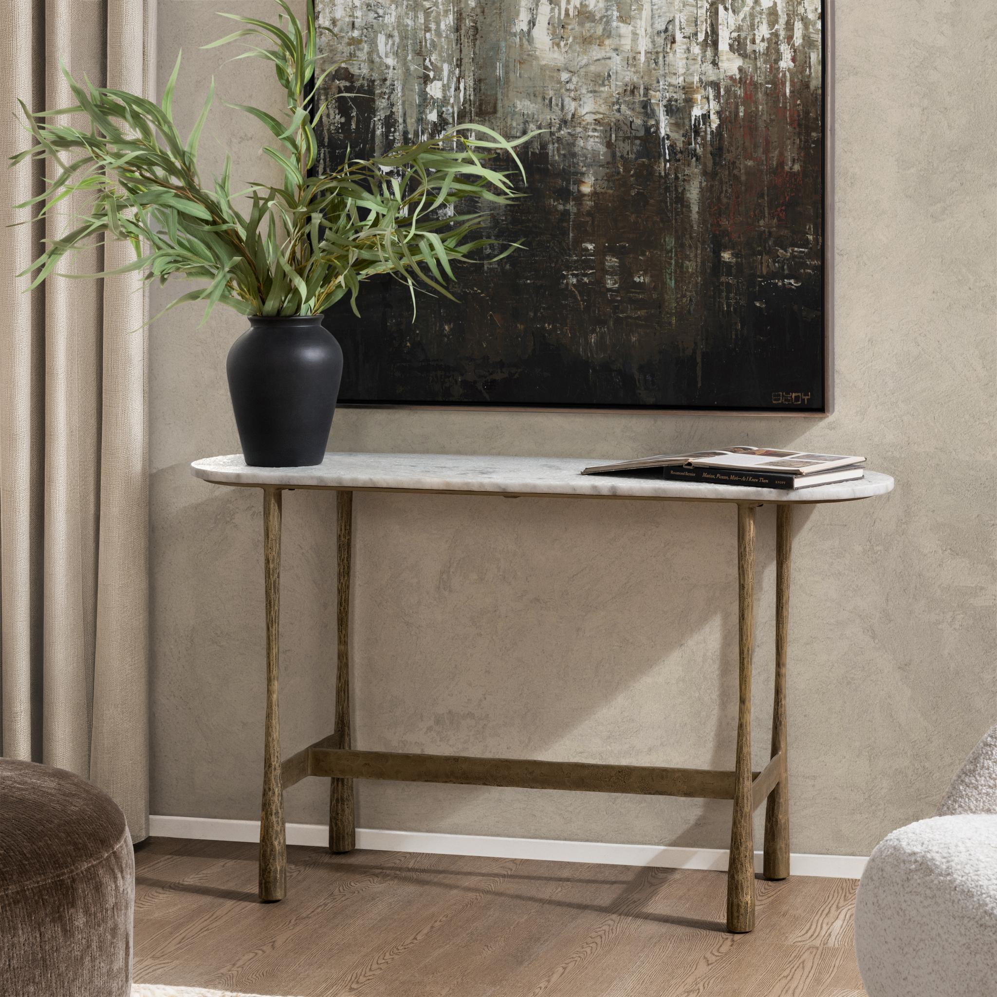 Venicia Oval Console Table - White Sage