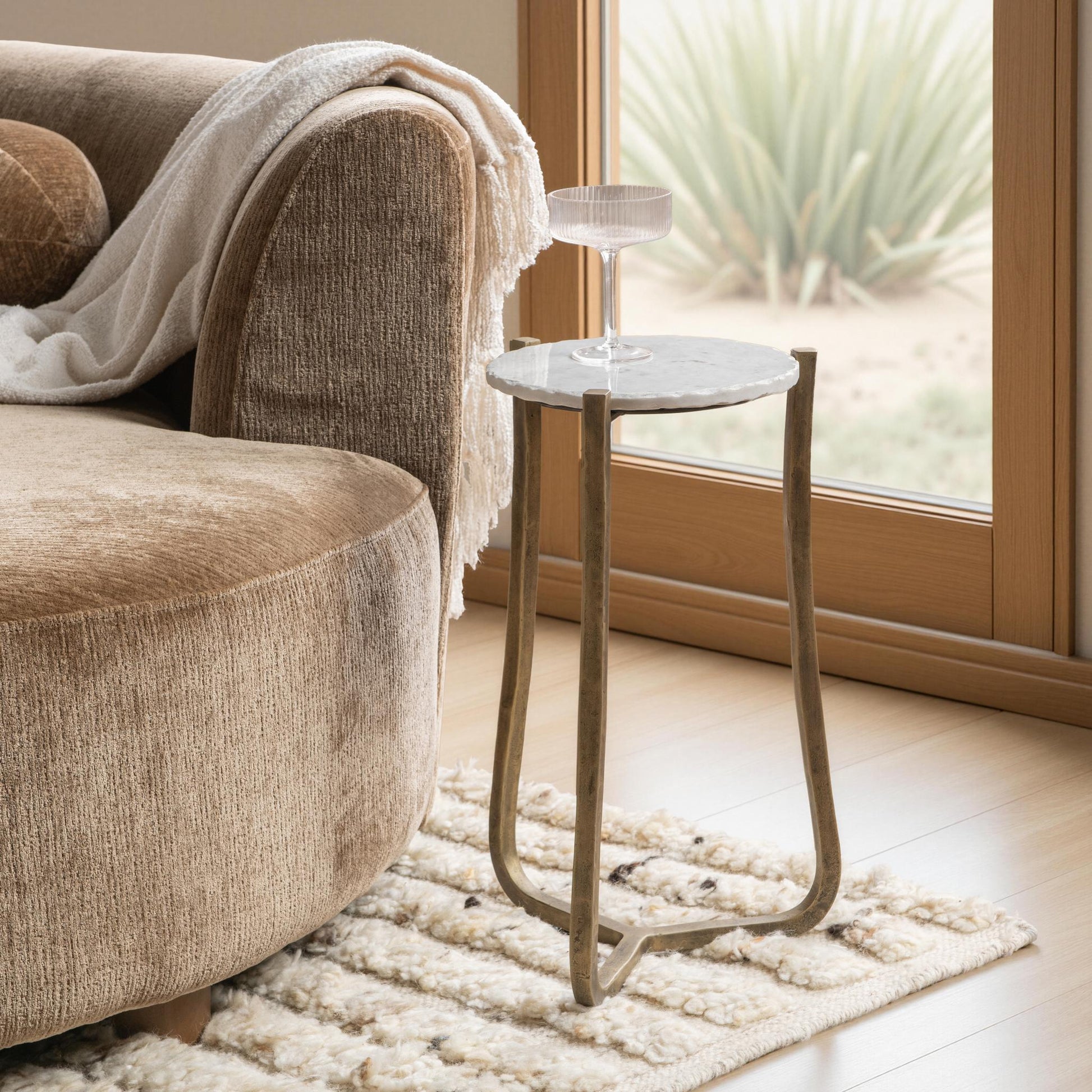 Emilia Round End Table - Snow Fall