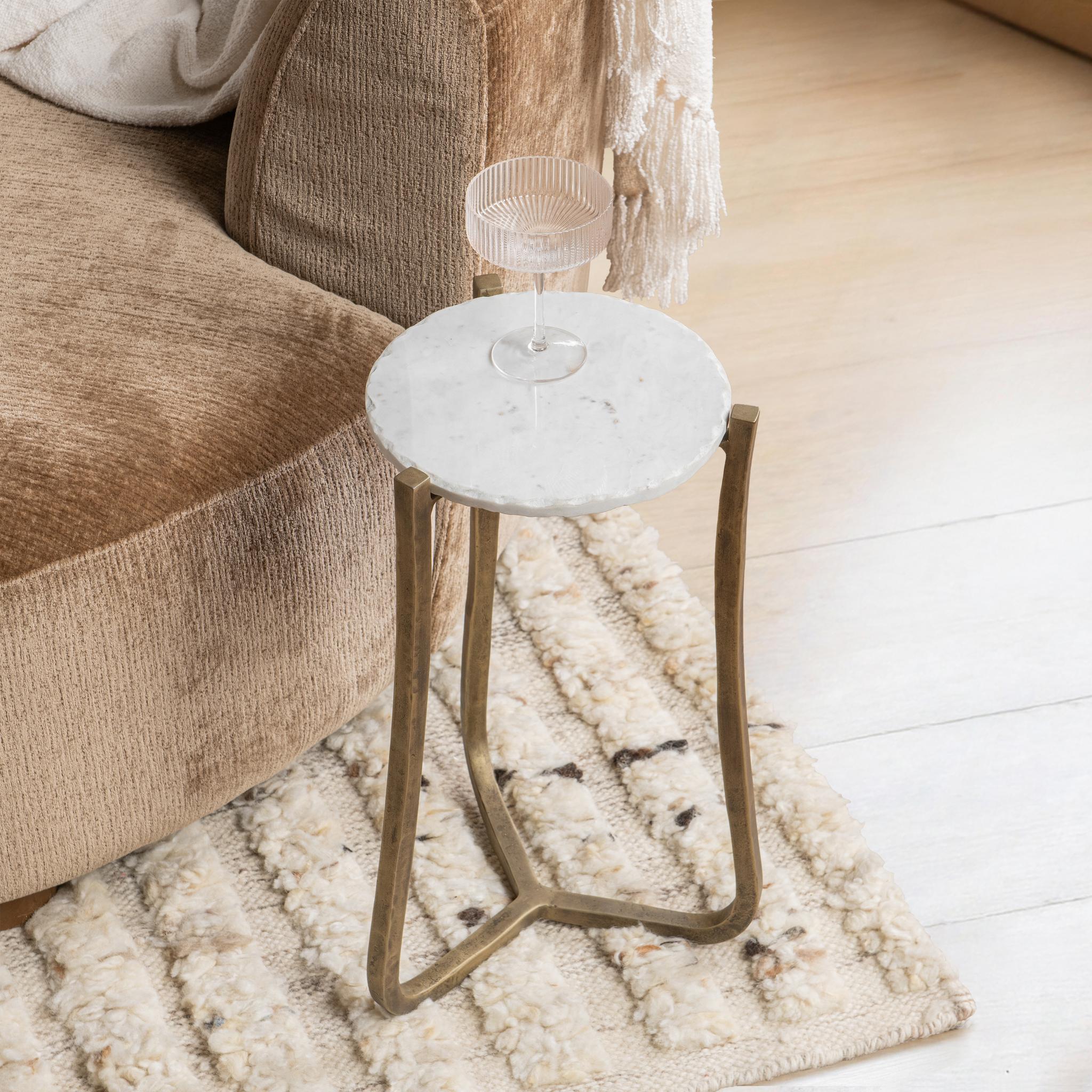 Emilia Round End Table - Snow Fall