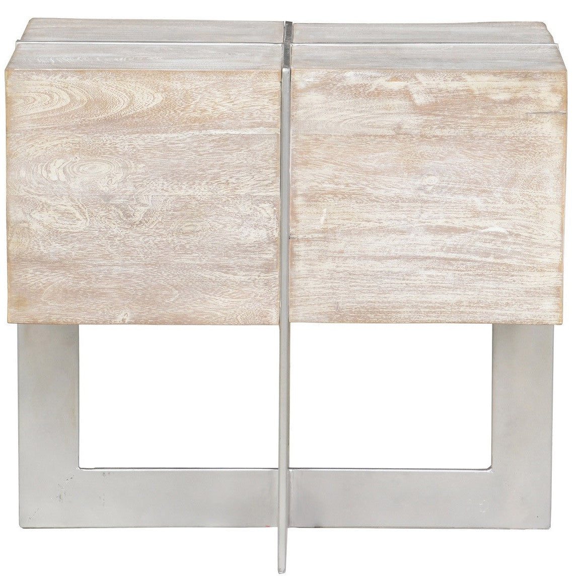 Uptown Whitewashed Solid Wood Side Table