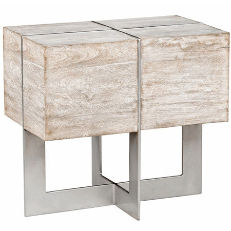 Uptown Whitewashed Solid Wood End Table