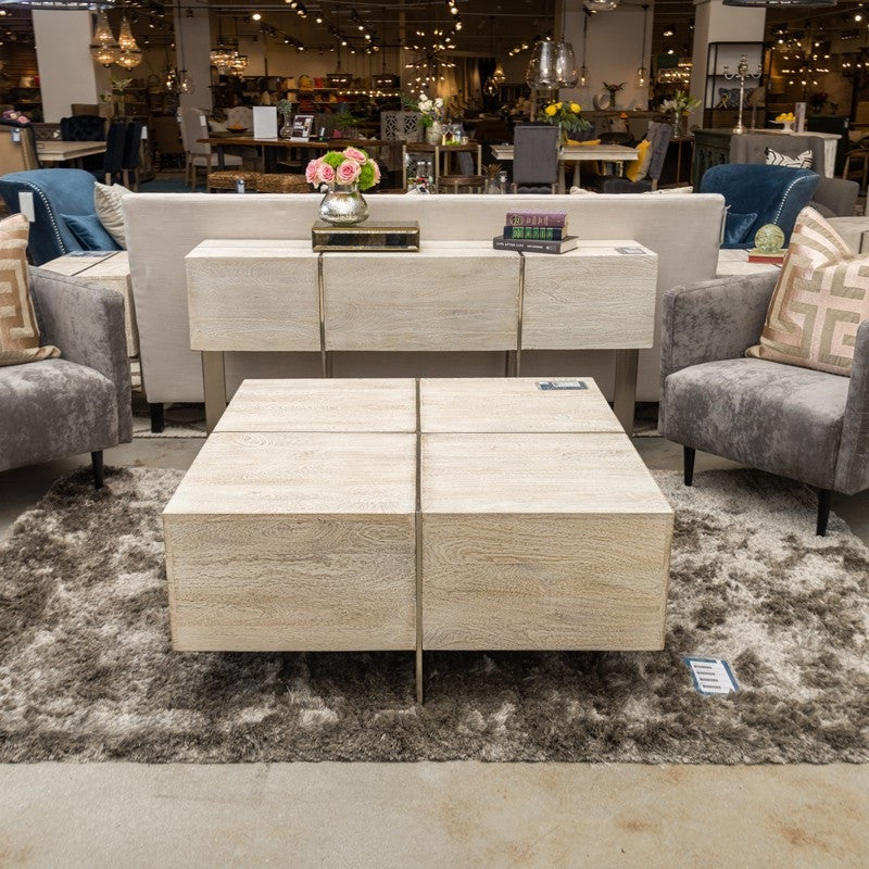 Uptown Whitewashed Solid Wood Square Coffee Tables