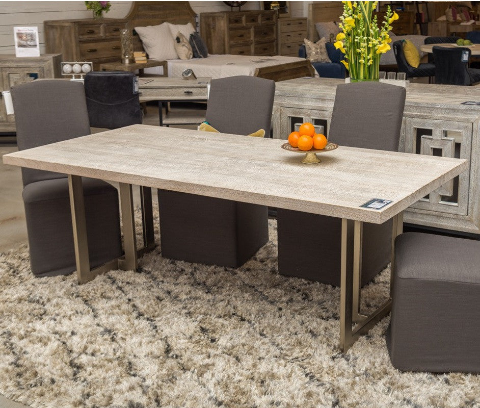 Uptown Whitewashed Solid Wood Dining Room Table 84"