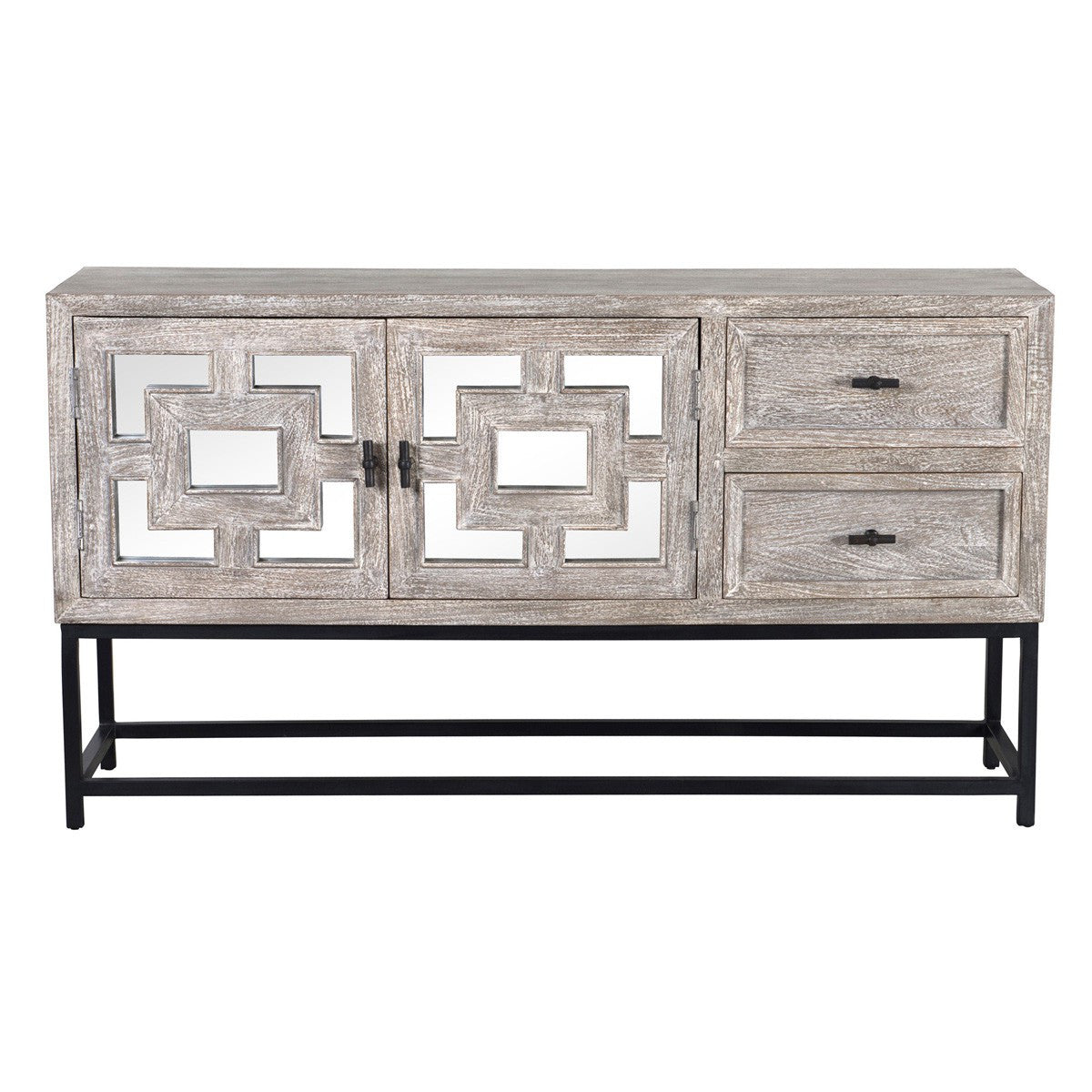 Marabella 2 Drawer Mirrored Wood High Console 61" 