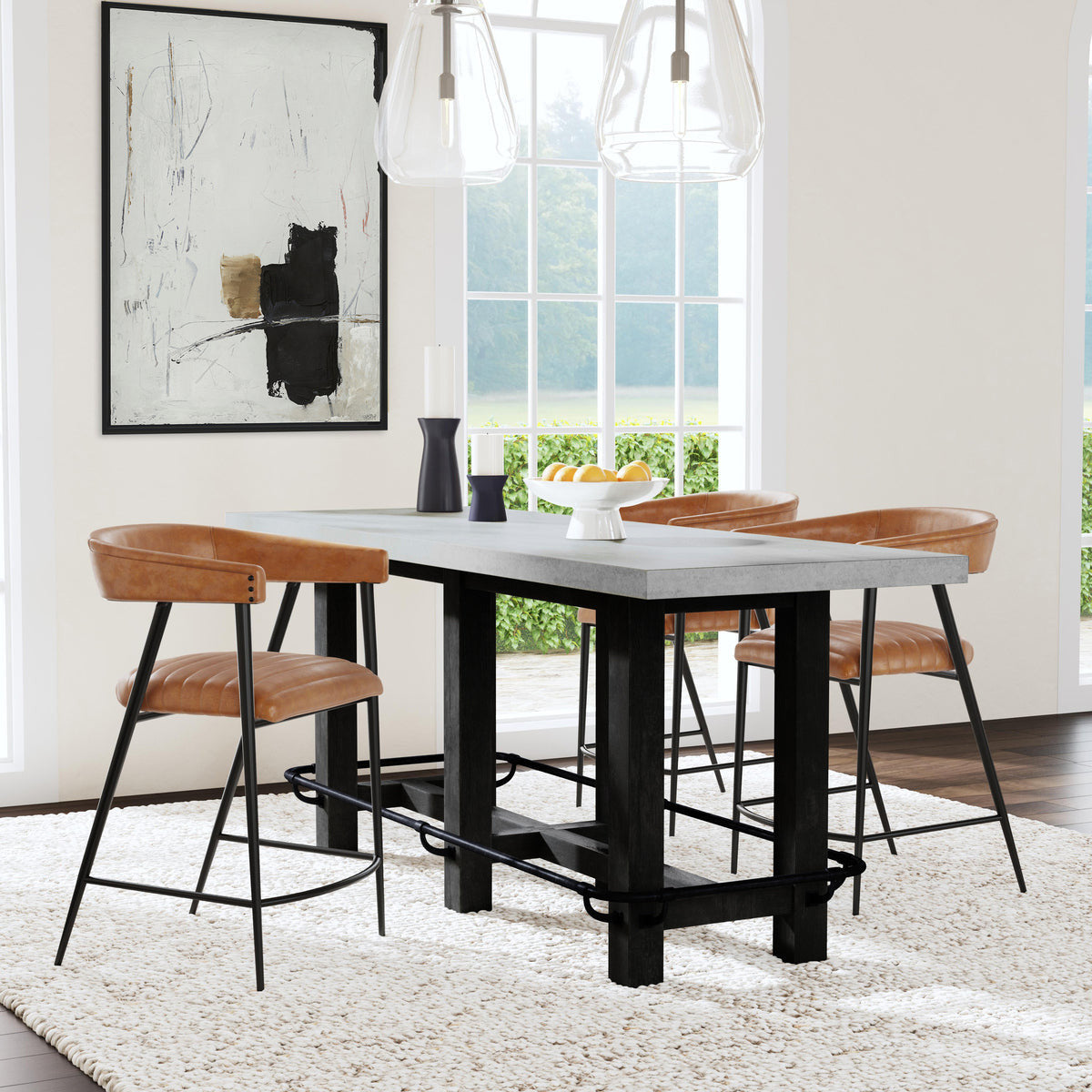 Ojai Concrete/Solid Wood Rectangle Counter Table