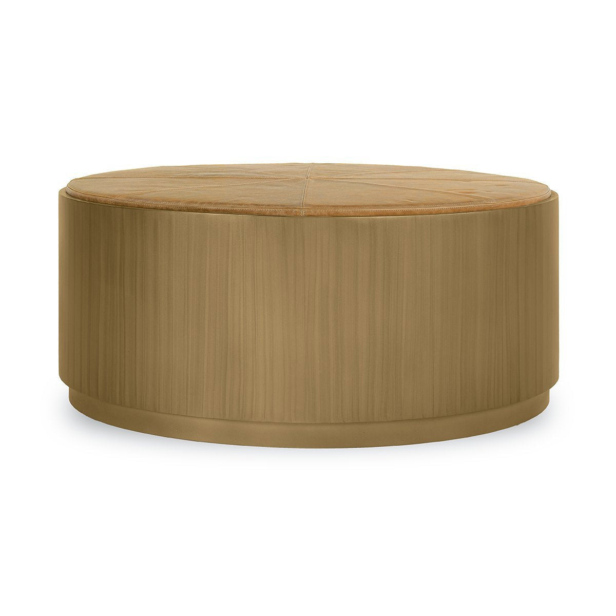 Evan Leather Round Coffee Table w/Casters