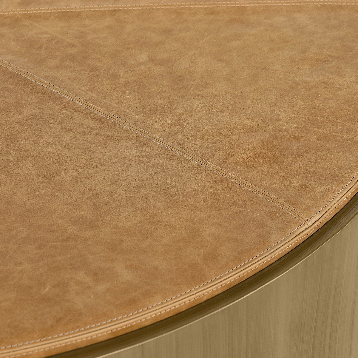 Evan Leather Round Coffee Table w/Casters