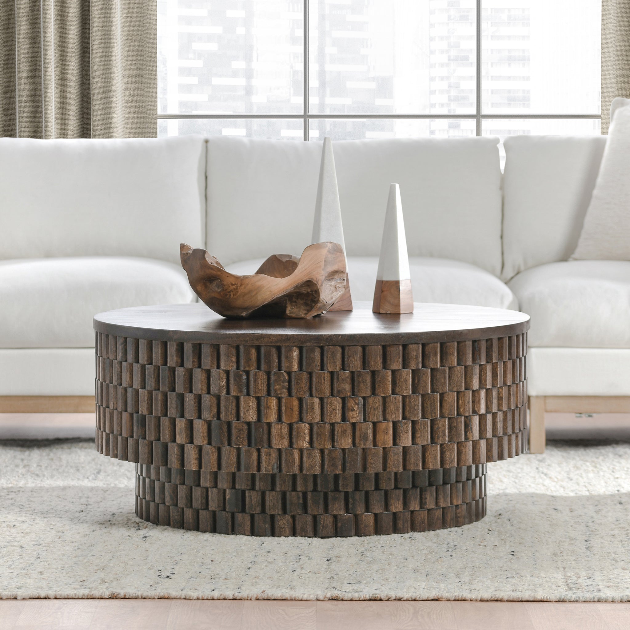 Norwood Coffee Table with Casters - Bark Brown