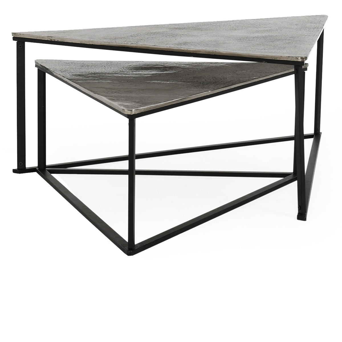 Burton Cast Aluminum Triangle Nesting Coffee Tables