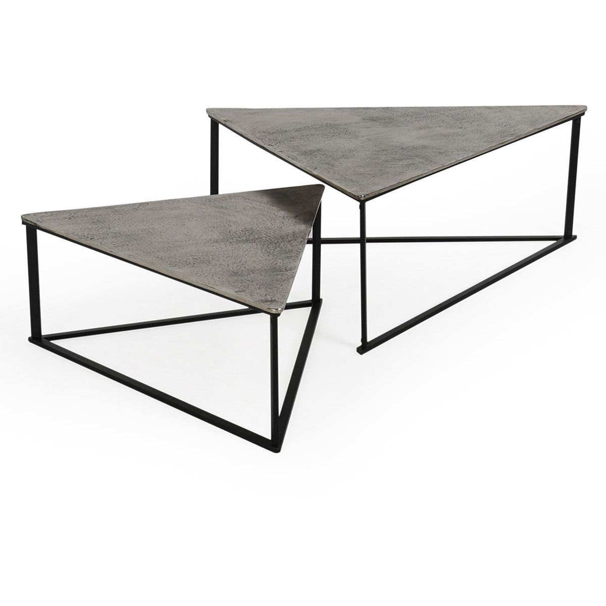 Burton Cast Aluminum Triangle Nesting Coffee Tables